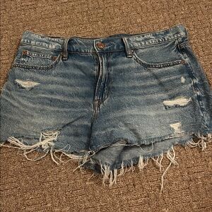 American Eagle Outfitters Ripped Medium Blue Denim Cutoff Shorts